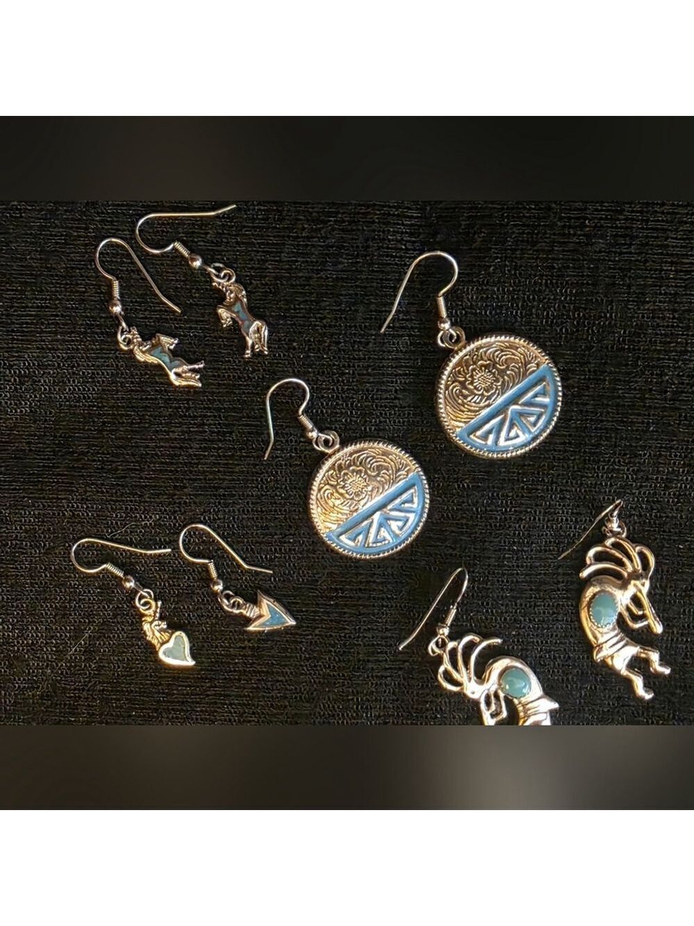 Vintage Western Silver and Blue Earrings Set